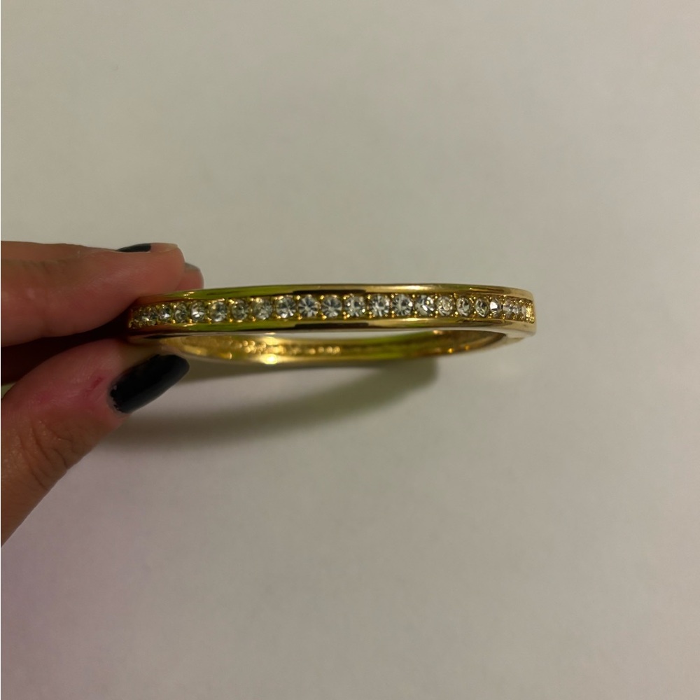 Signed Roman Fashion Gold Crystal Bangle